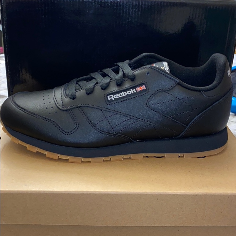 Reebok classic black with gum sole
